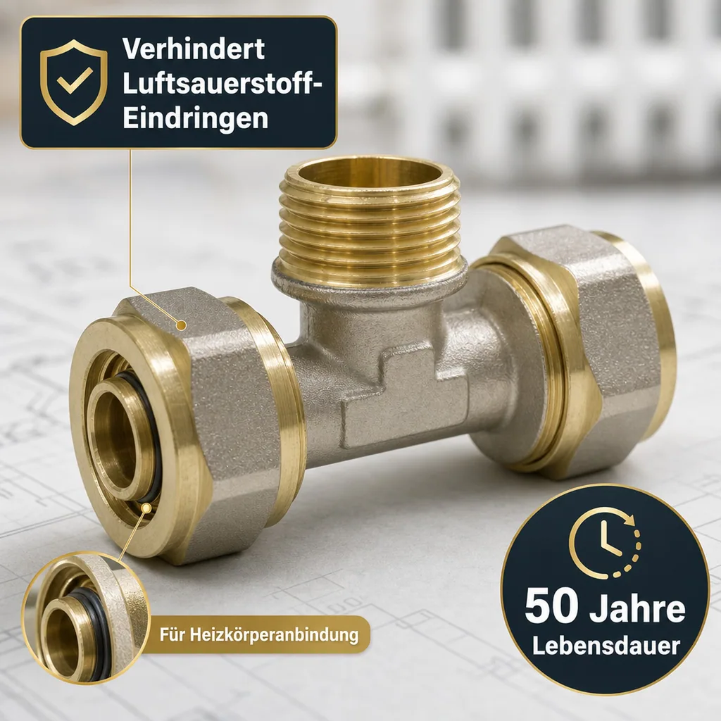 Schraubfitting T-Stück 32 x 3 - 1" AG - 32 x 3