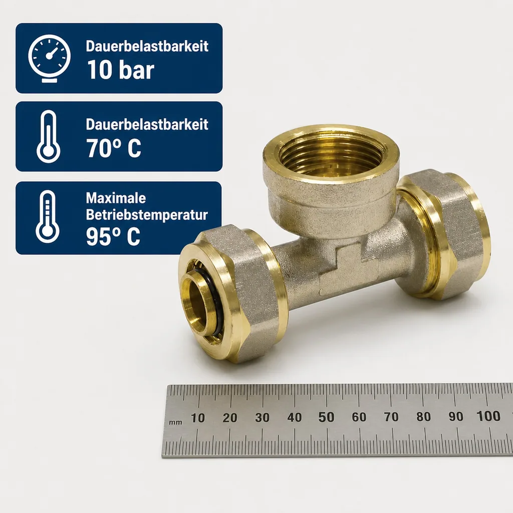 Schraubfitting T-Stück 16 x 2 - 1/2" IG - 16 x 2