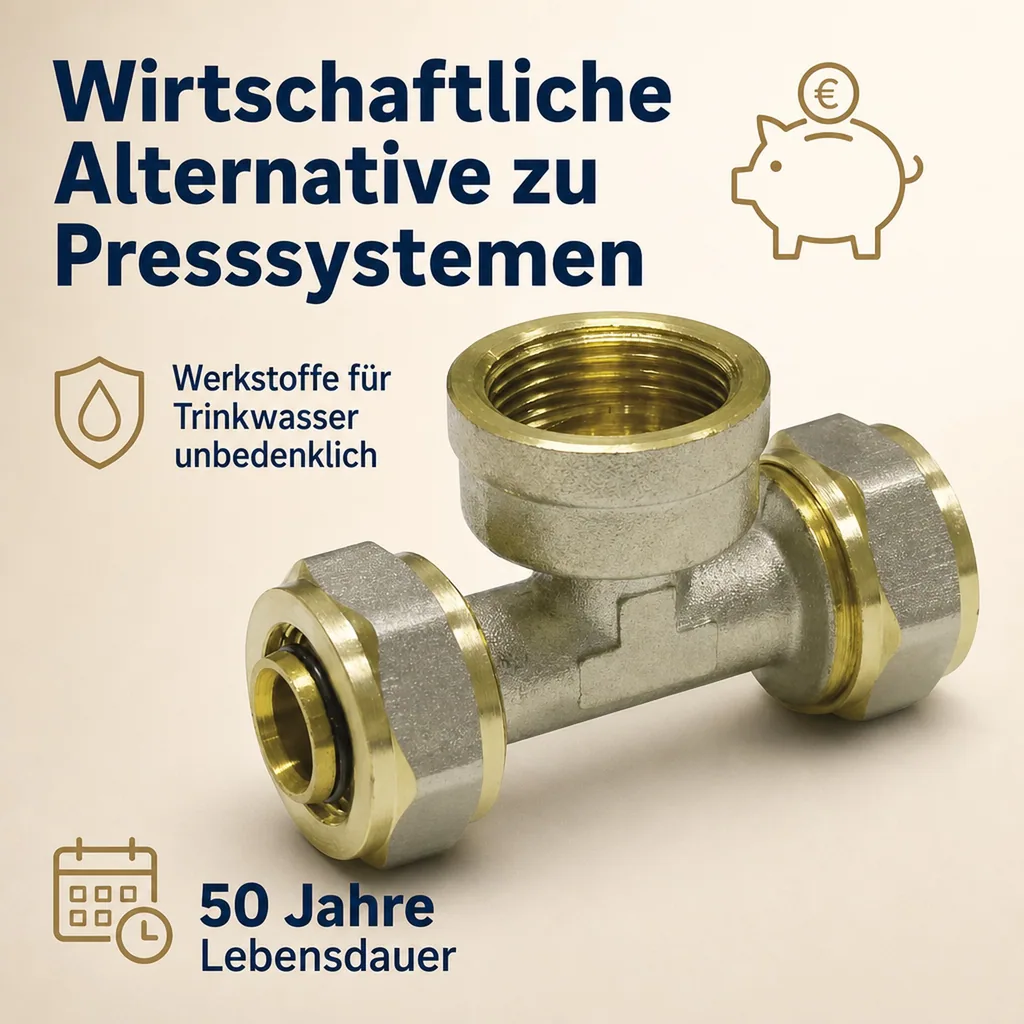 Schraubfitting T-Stück 16 x 2 - 1/2" IG - 16 x 2