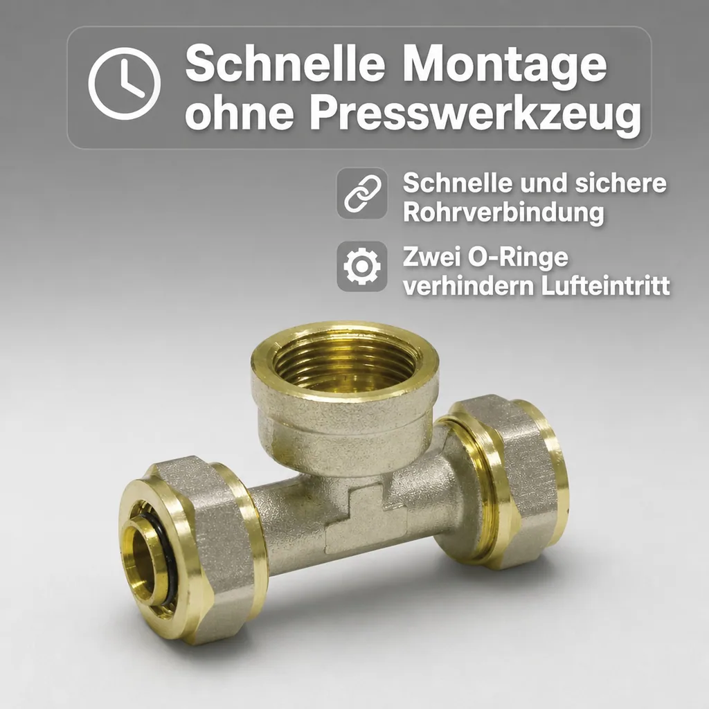 Schraubfitting T-Stück 16 x 2 - 1/2" IG - 16 x 2