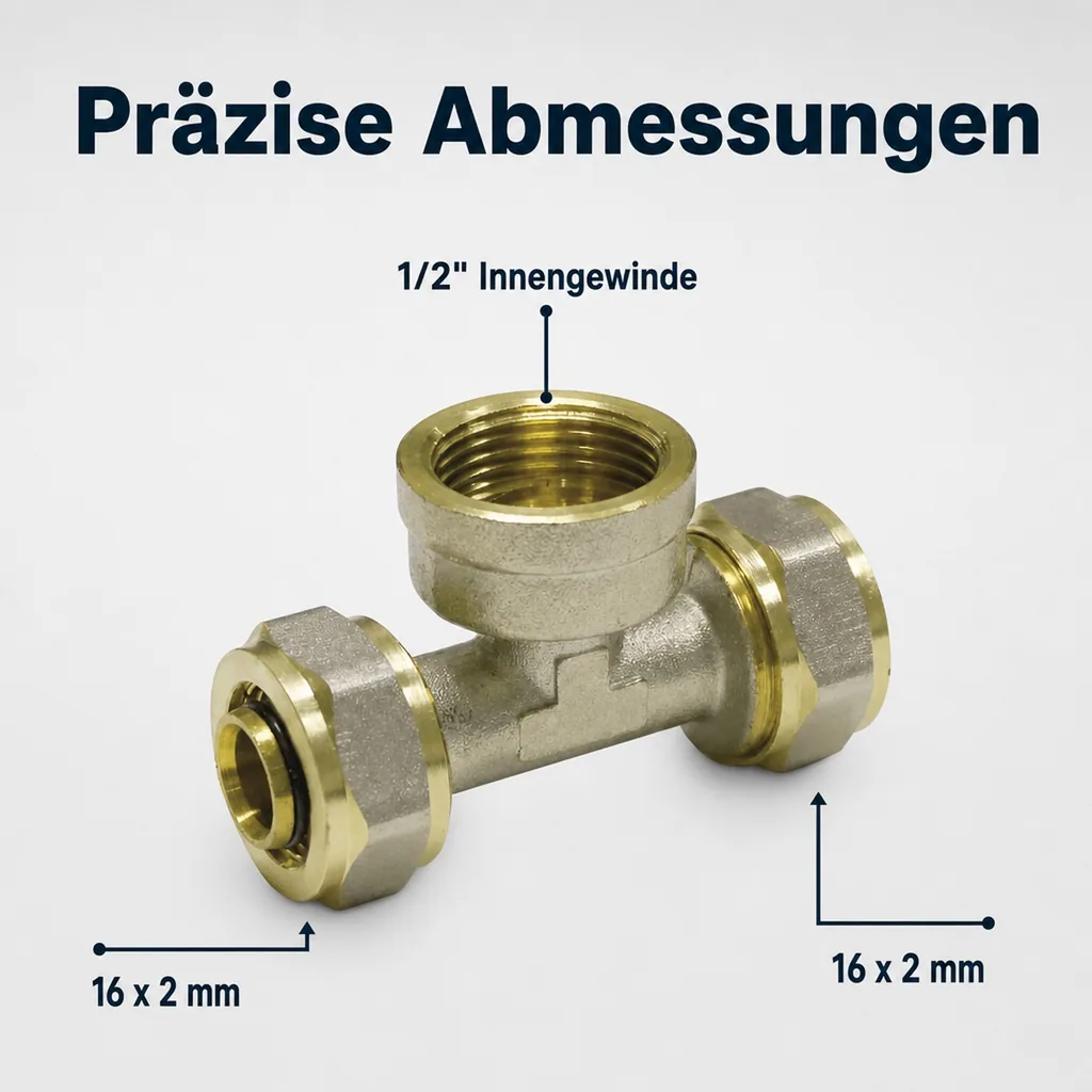 Schraubfitting T-Stück 16 x 2 - 1/2" IG - 16 x 2