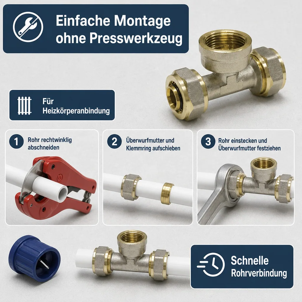 Schraubfitting T-Stück 16 x 2 - 3/4" IG - 16 x 2
