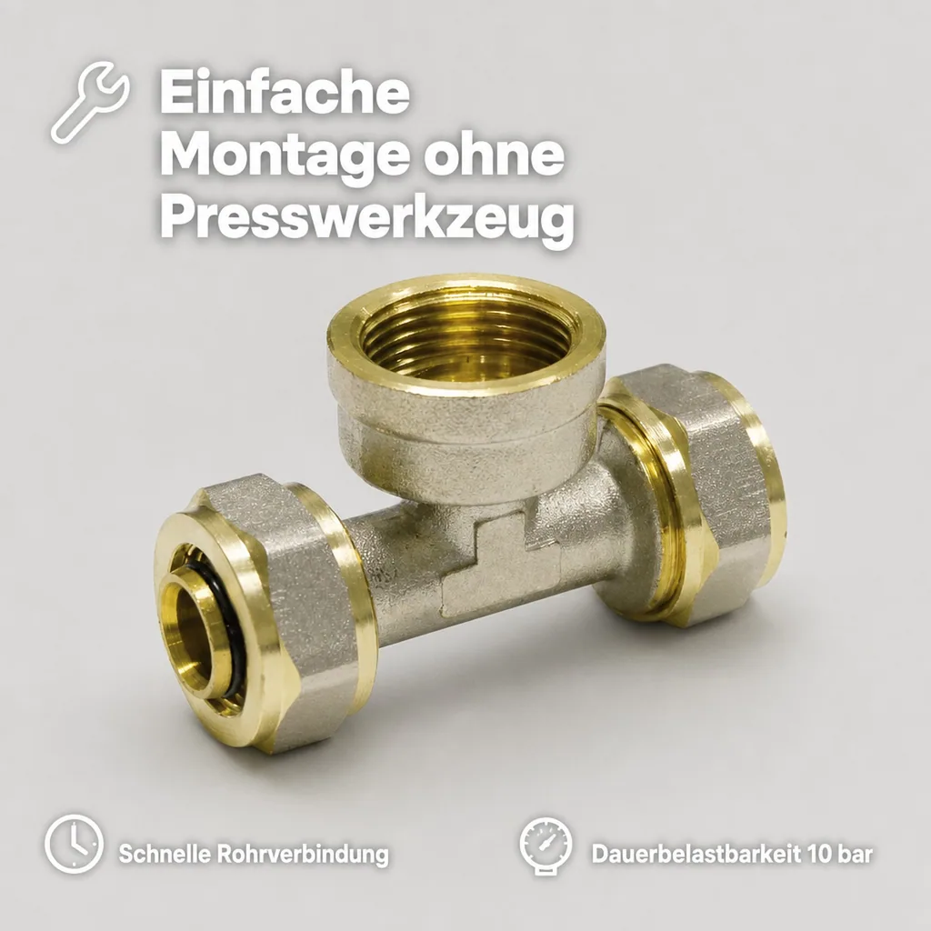 Schraubfitting T-Stück 16 x 2 - 3/4" IG - 16 x 2