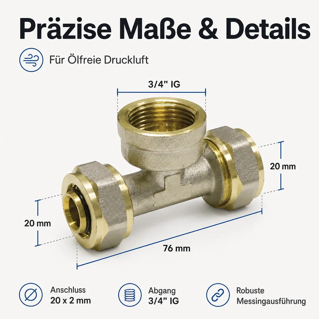 Schraubfitting T-Stück 20 x 2 - 3/4" IG - 20 x 2