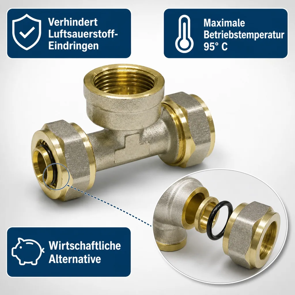 Schraubfitting T-Stück 26 x 3 - 3/4" IG - 26 x 3