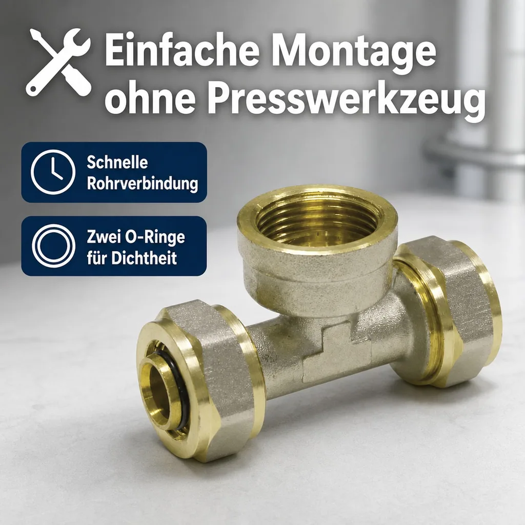 Schraubfitting T-Stück 26 x 3 - 3/4" IG - 26 x 3