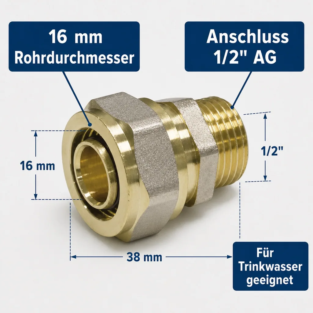 Schraubfitting Kupplung 16 x 2 - 1/2" AG