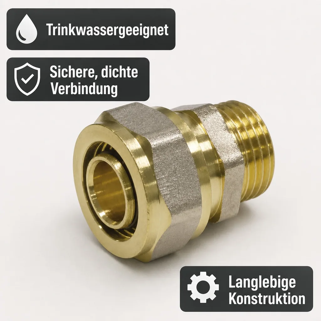 Schraubfitting, Kupplung 16mm, Fitting 3/4 Zoll AG, Verbundrohr Fitting