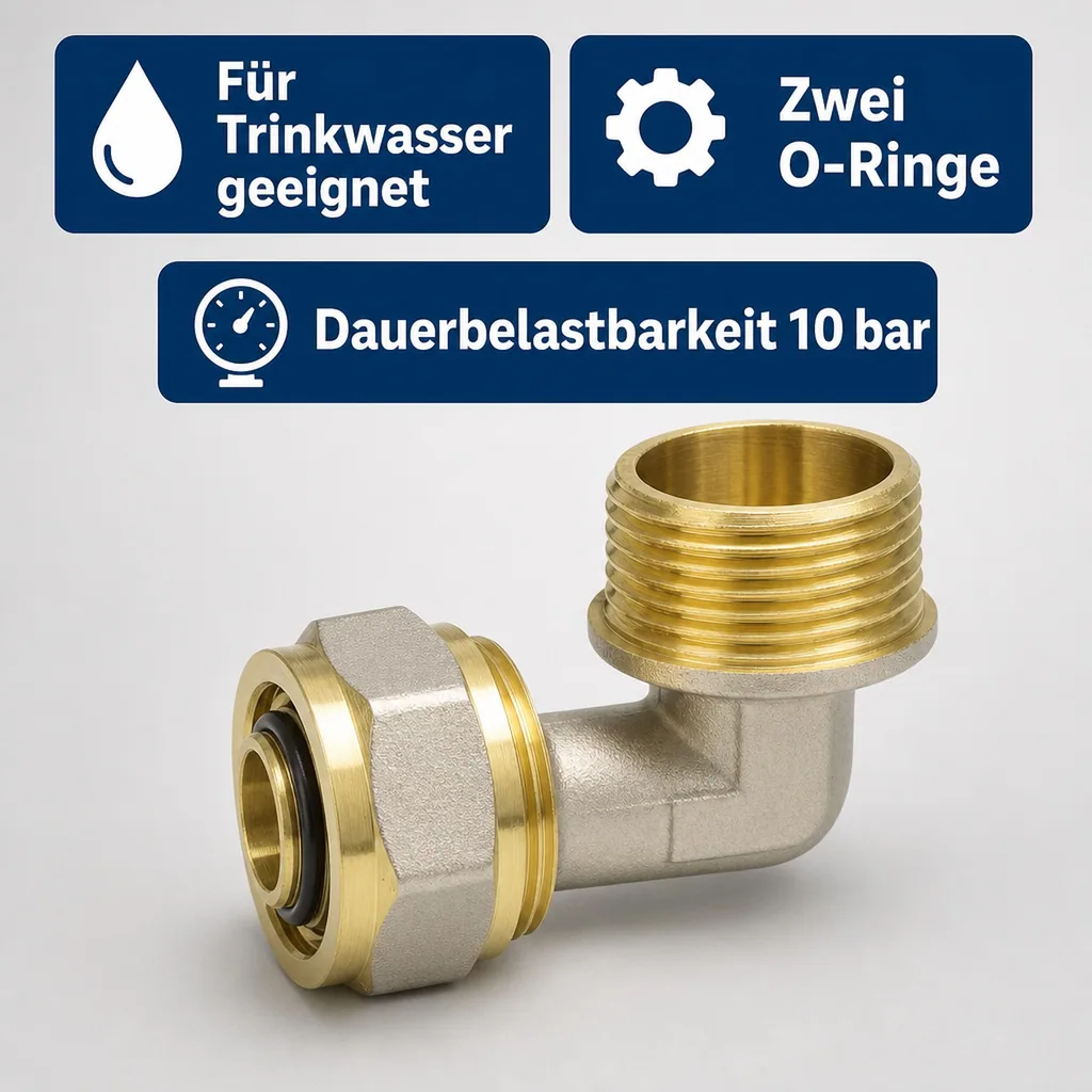Schraubfitting Winkel 32 x 3 - 3/4" AG