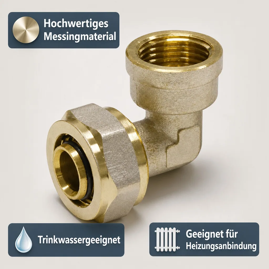 Fitting 16mm, Verbundrohr Schraubfitting, Winkel 3/4 IG