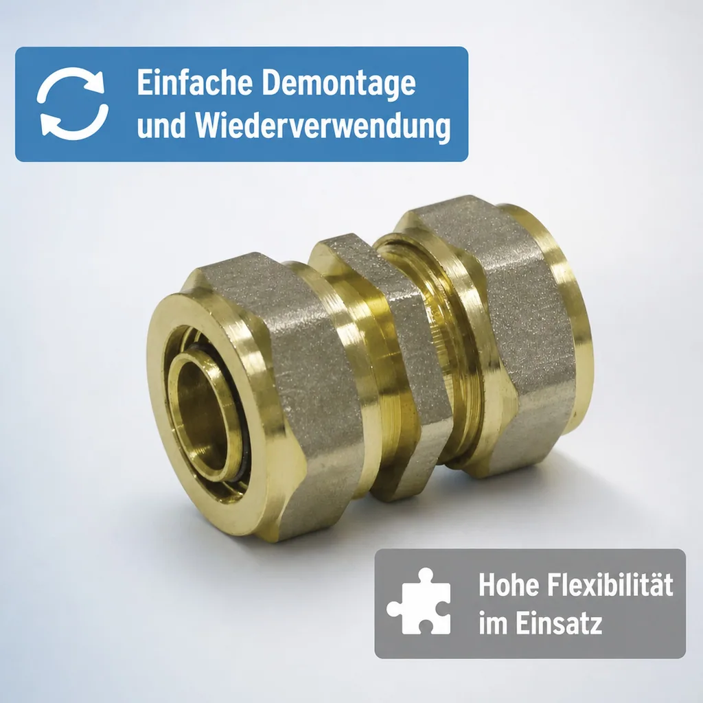 Schraubfitting Kupplung 26mm, ohne Pressen, DVGW Fitting