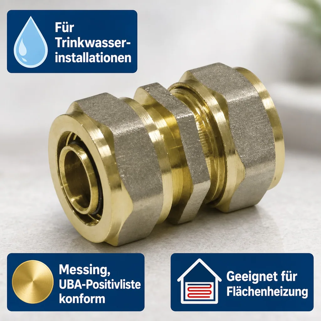 Schraubfitting Kupplung 26mm, ohne Pressen, DVGW Fitting