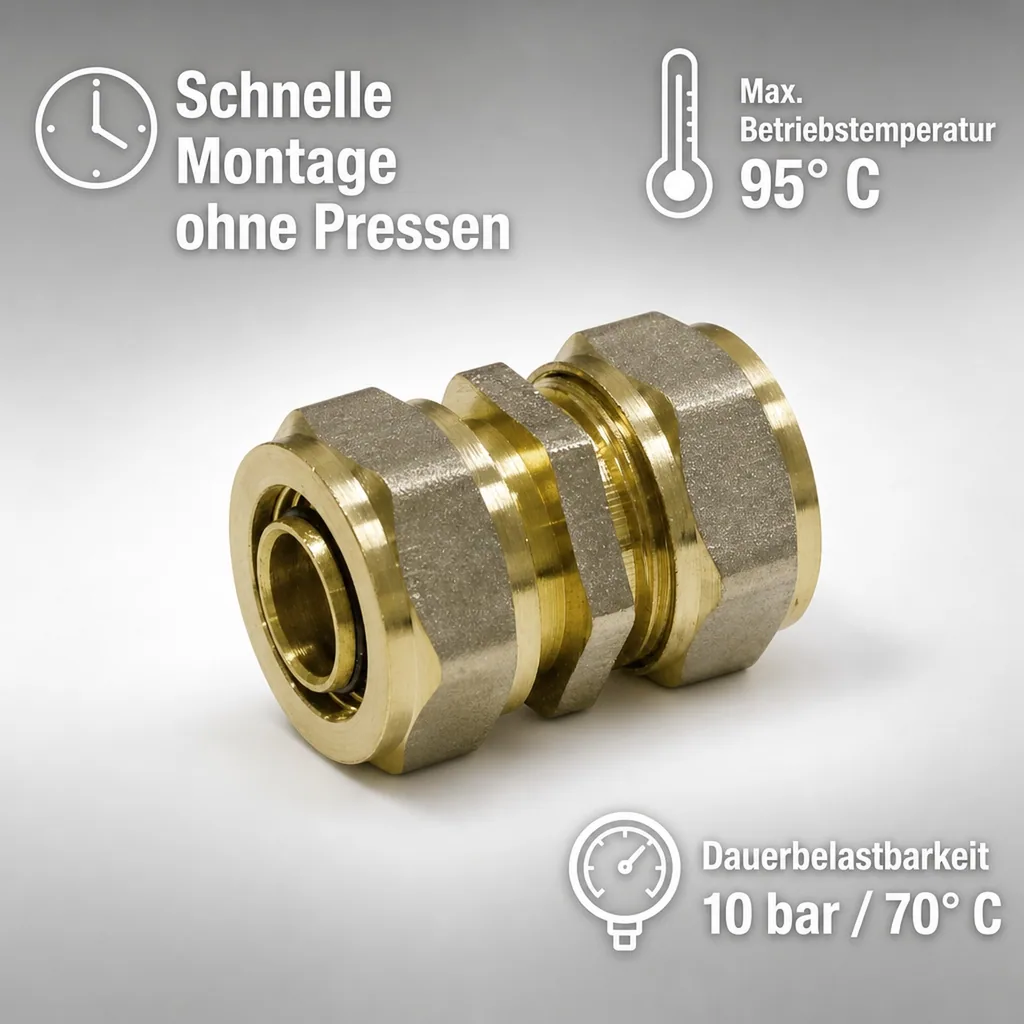 Schraubfitting Kupplung 26mm, ohne Pressen, DVGW Fitting