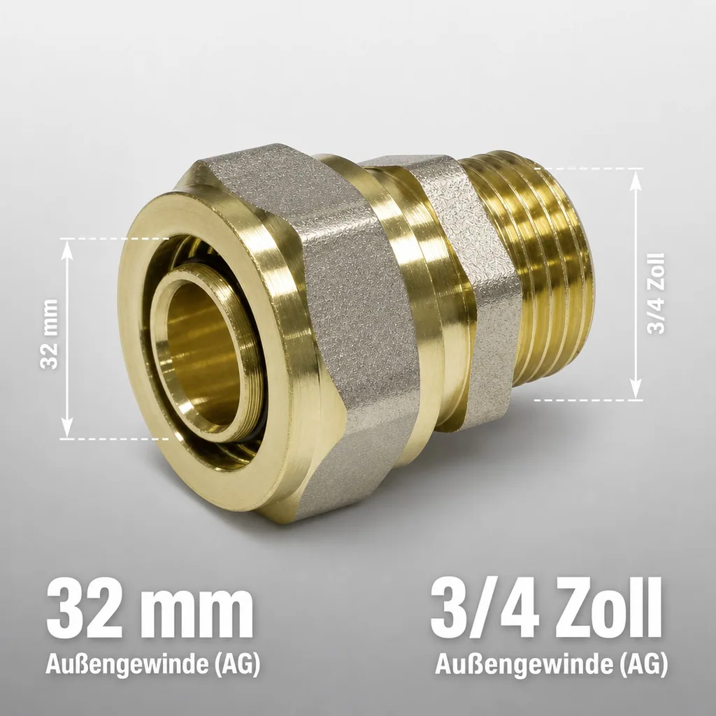 Schraubfitting Kupplung 32 x 3 - 3/4" AG