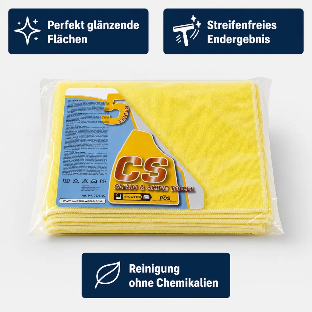 INNOTEC Clean and Shine Towels gelb Poliertuch 5 Stck Packung