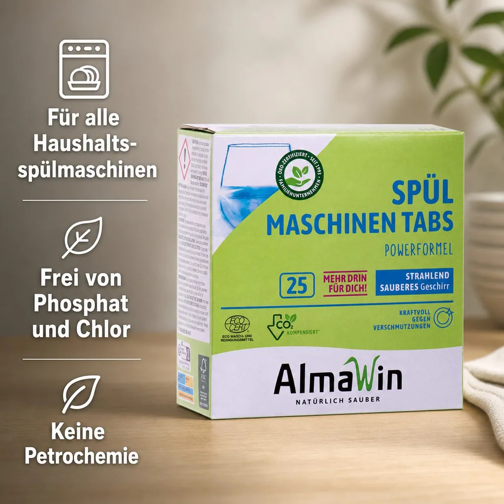ALMAWIN Spülmaschinen Tabs 25 Stück extra stark & extra glänzend