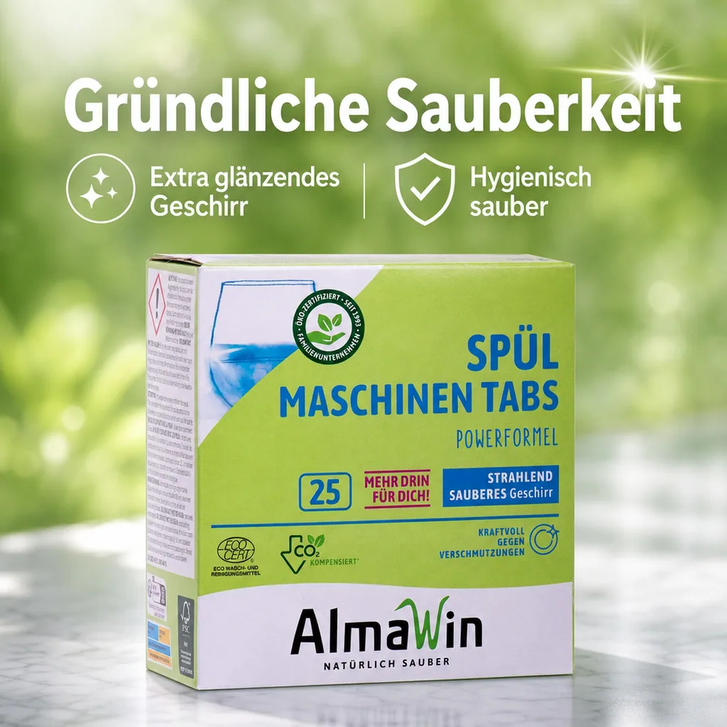 ALMAWIN Spülmaschinen Tabs 25 Stück extra stark & extra glänzend