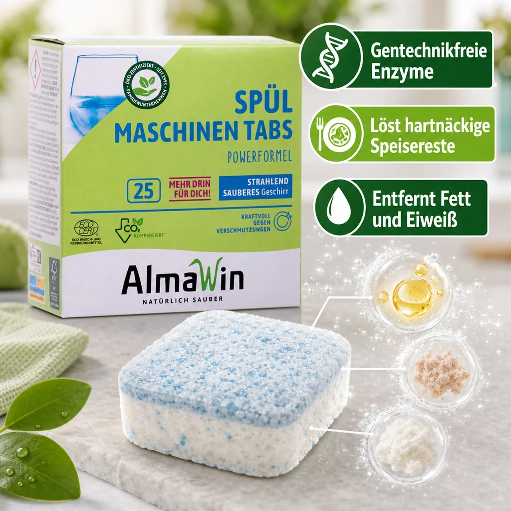 ALMAWIN Spülmaschinen Tabs 25 Stück extra stark & extra glänzend