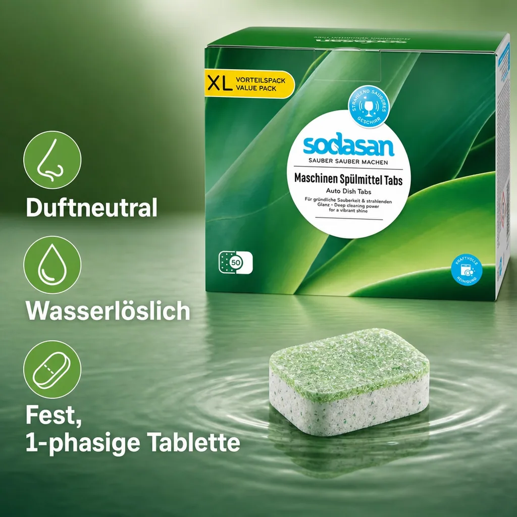 SODASAN Maschinenspülmittel Tabs XL 50 Stück Vorteilspackung