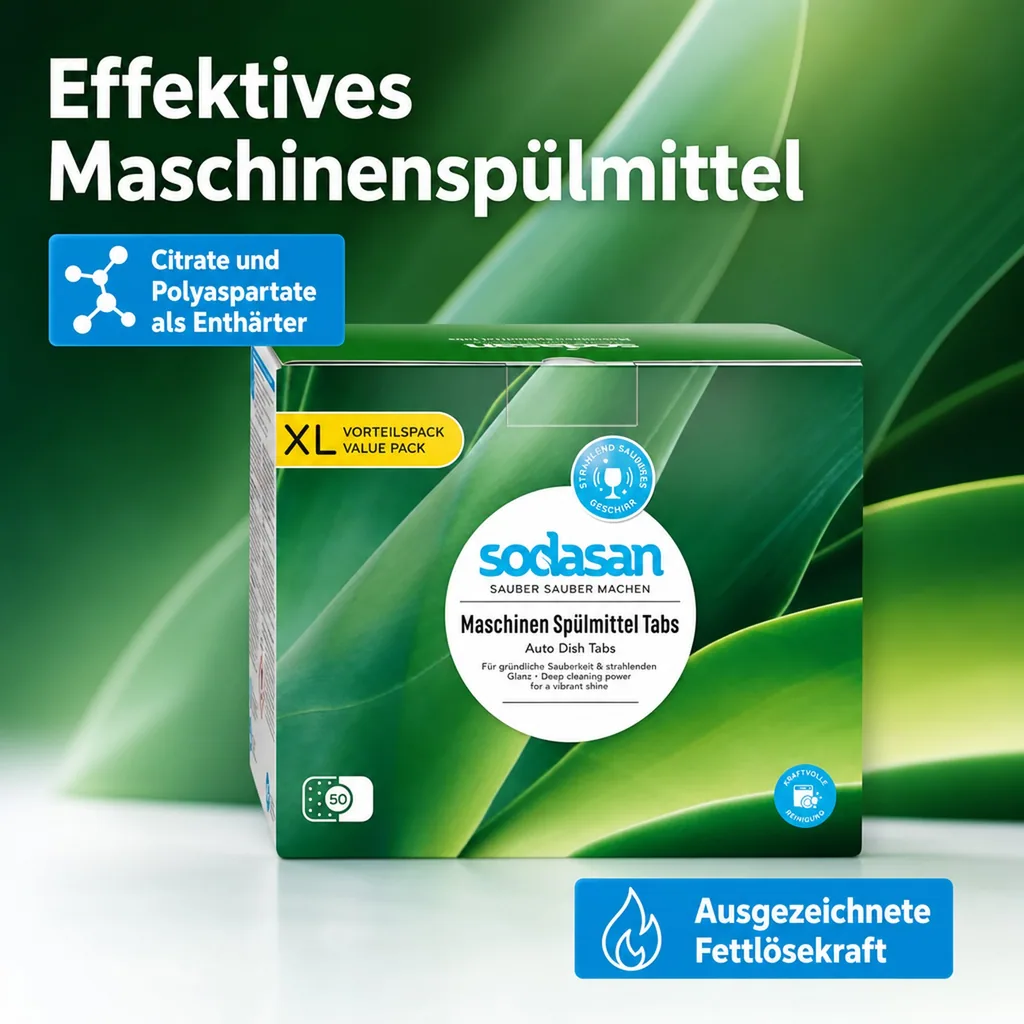 SODASAN Maschinenspülmittel Tabs XL 50 Stück Vorteilspackung