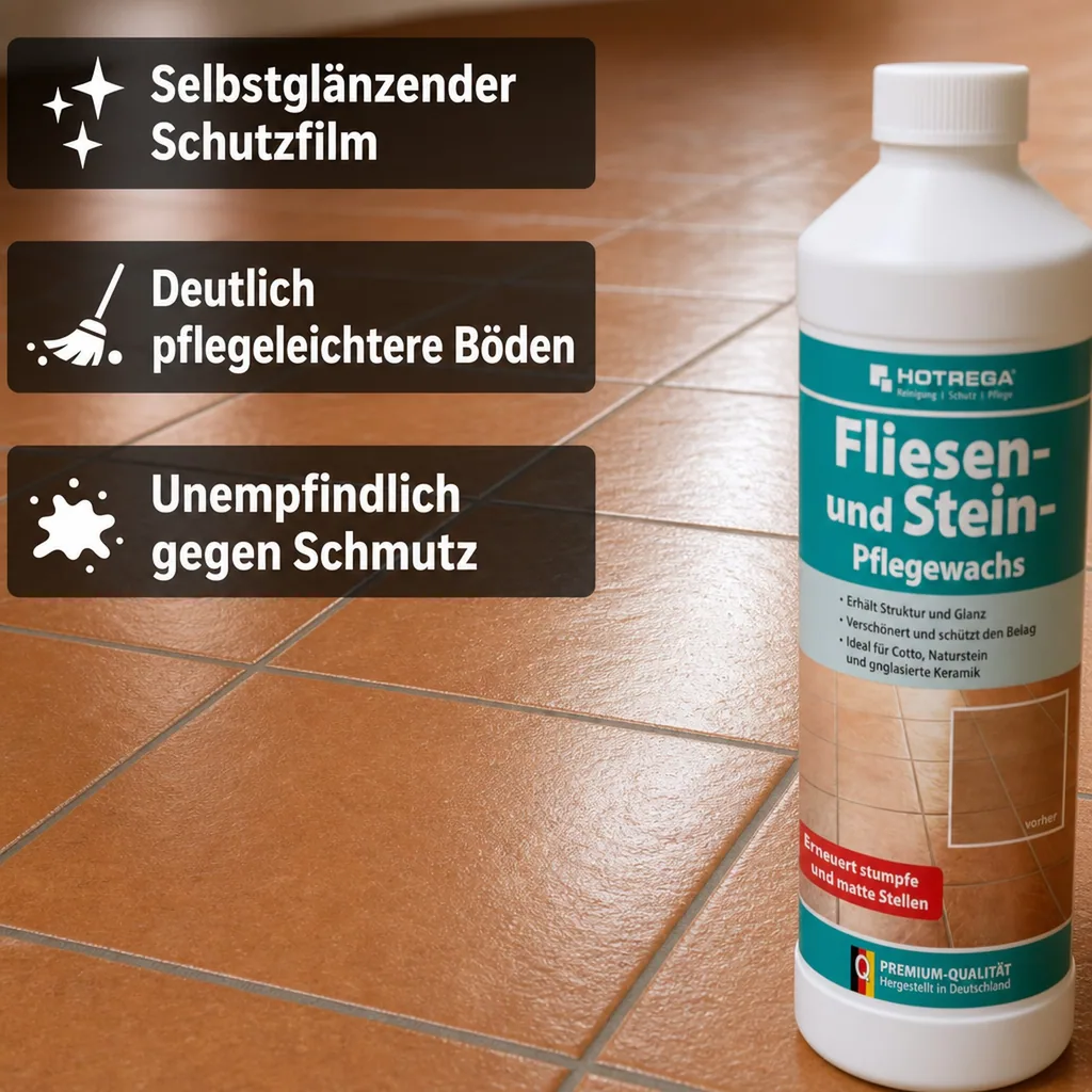 HOTREGA Fliesen und Stein Pflegewachs 1 Liter Konzentrat