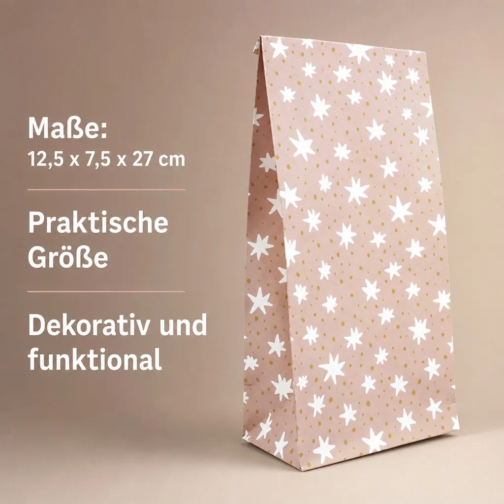Ava & Yves Geschenk Papiertüten Sterne rosa
