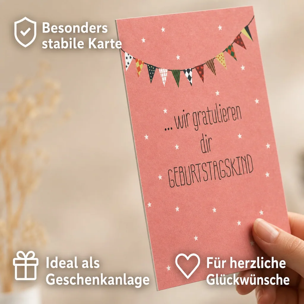 Ava & Yves Postkarte Geburtstag Wir gratulieren