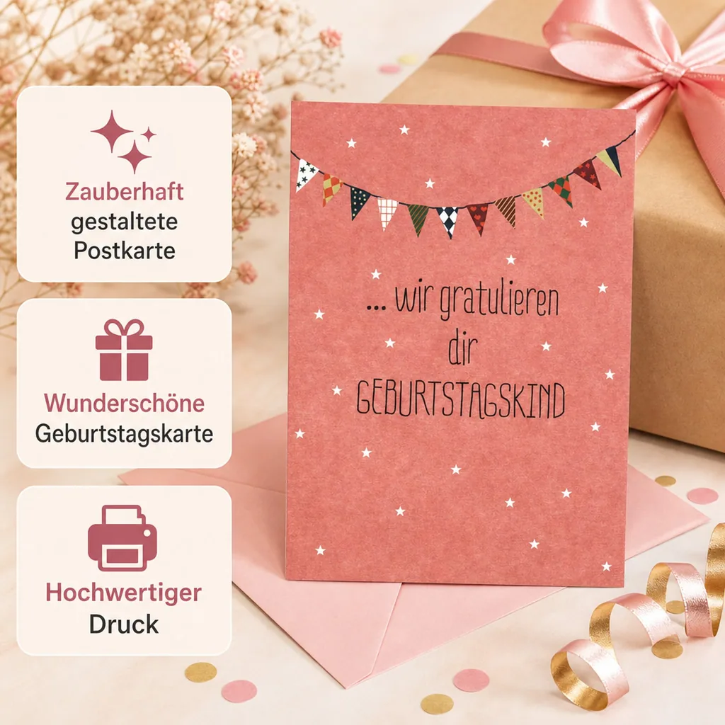 Ava & Yves Postkarte Geburtstag Wir gratulieren