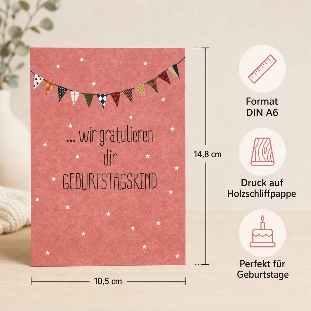 Ava & Yves Postkarte Geburtstag Wir gratulieren