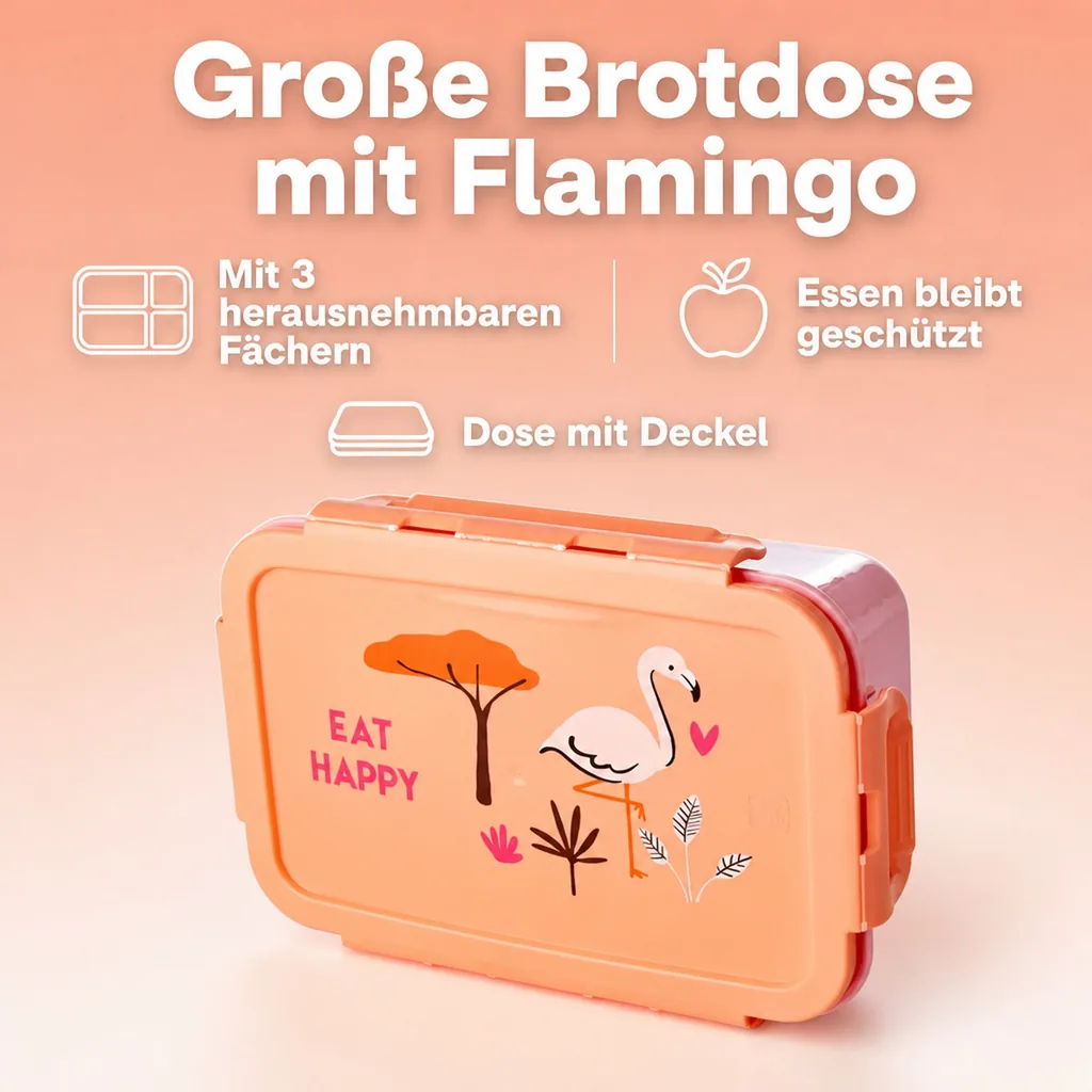 Rice Brotdose groß Flamingo