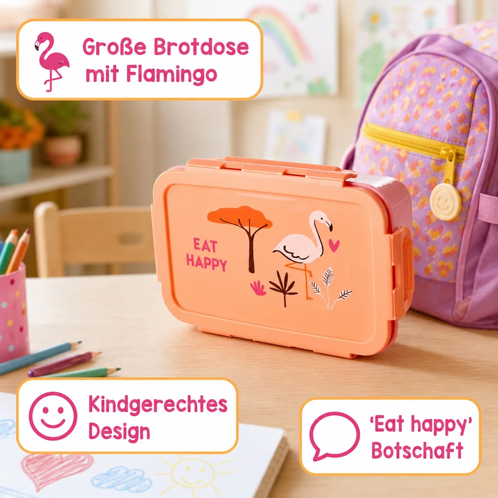 Rice Brotdose groß Flamingo