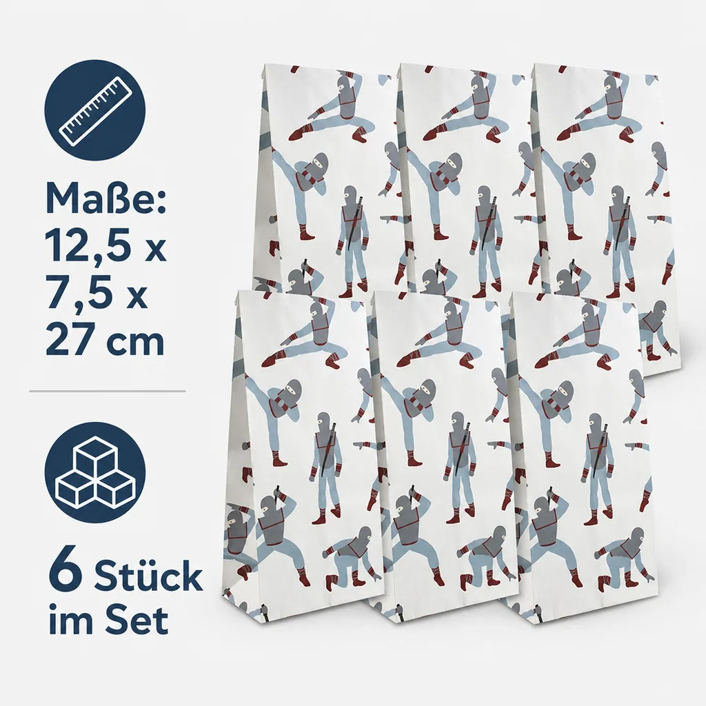 Ava & Yves Geschenk Papiertüten Ninjas
