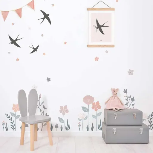 Lilipinso Wandsticker L Stielblüten rosa taupe grau