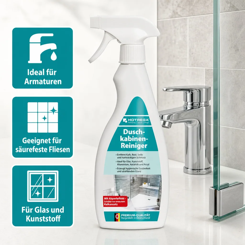 HOTREGA Duschkabinen Reiniger 500 ml Flachsprühflasche