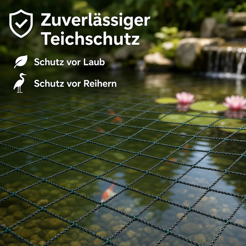 Teichschutznetz 5x2m (10m²), Laubschutznetz Teich, reißfestes Netz