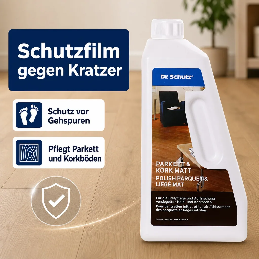 DR. SCHUTZ Parkett & Kork Matt 750ml reicht für ca. 30m²