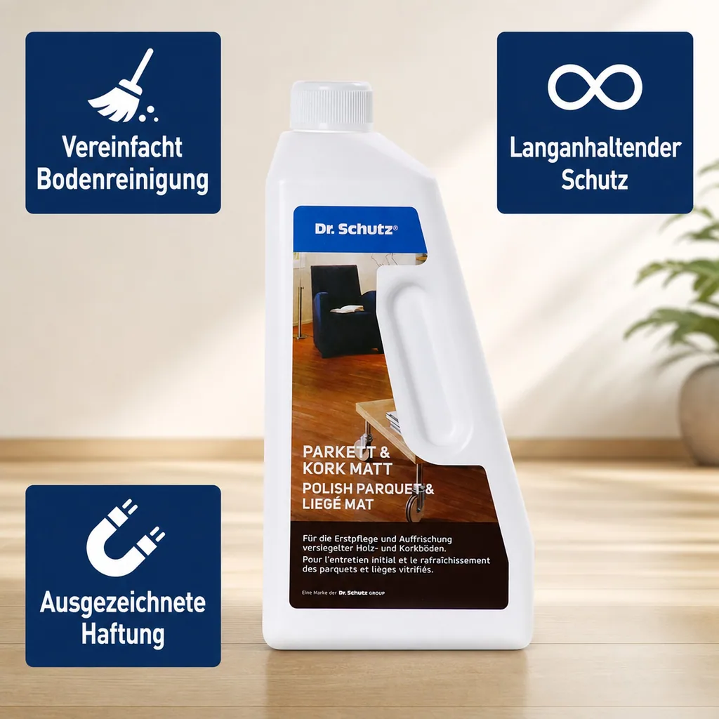 DR. SCHUTZ Parkett & Kork Matt 750ml reicht für ca. 30m²