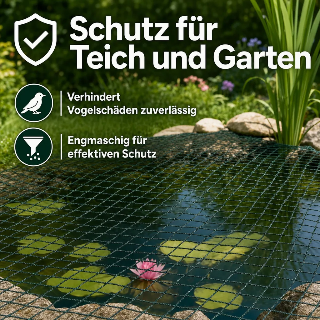 Teichschutznetz 12x25m 300m² HDPE UV-stabil gegen Vögel