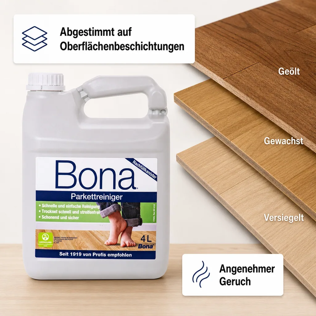 BONA Reiniger 4 Liter Parkett- und Holzboden Nachfüllkanister für Spray Mopp