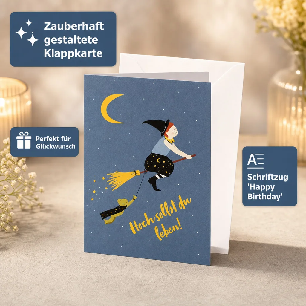 Ava & Yves Glückwunsch Klappkarte Hexe