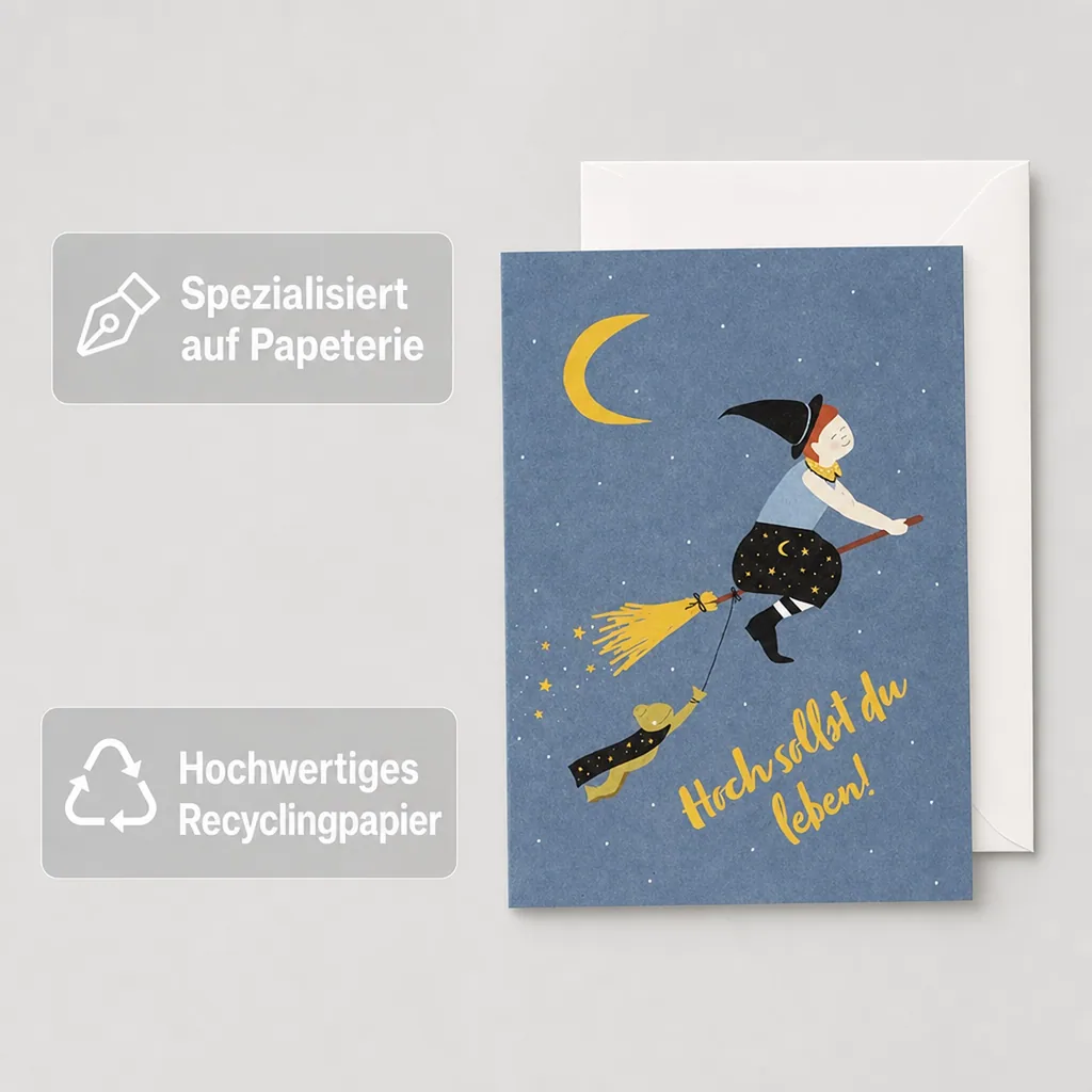 Ava & Yves Glückwunsch Klappkarte Hexe