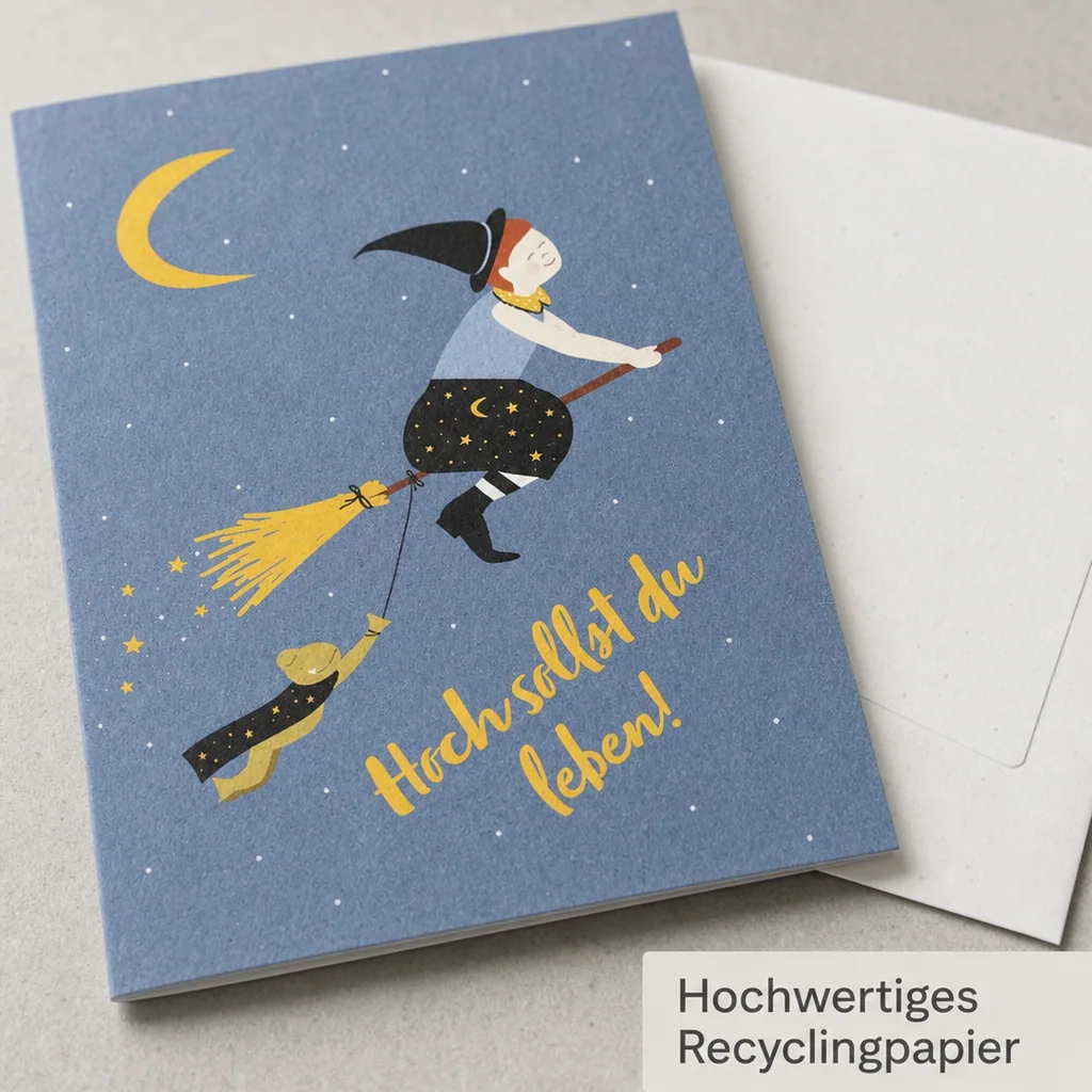 Ava & Yves Glückwunsch Klappkarte Hexe