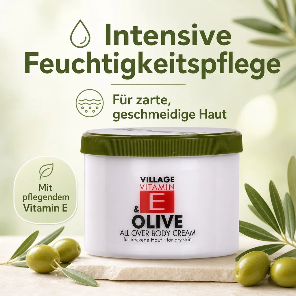 VILLAGE Vitamin E Bodycream Olive 500ml Körperlotion