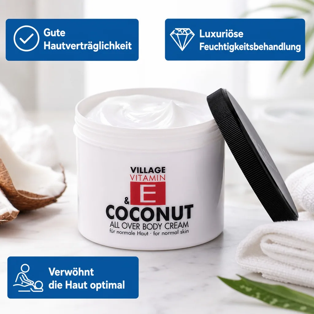 VILLAGE Vitamin E Bodycream Kokosnuss 500ml Körperlotion