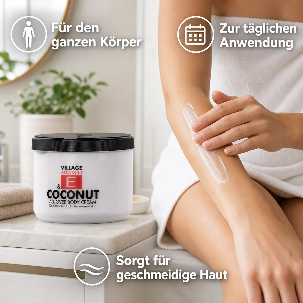 VILLAGE Vitamin E Bodycream Kokosnuss 500ml Körperlotion