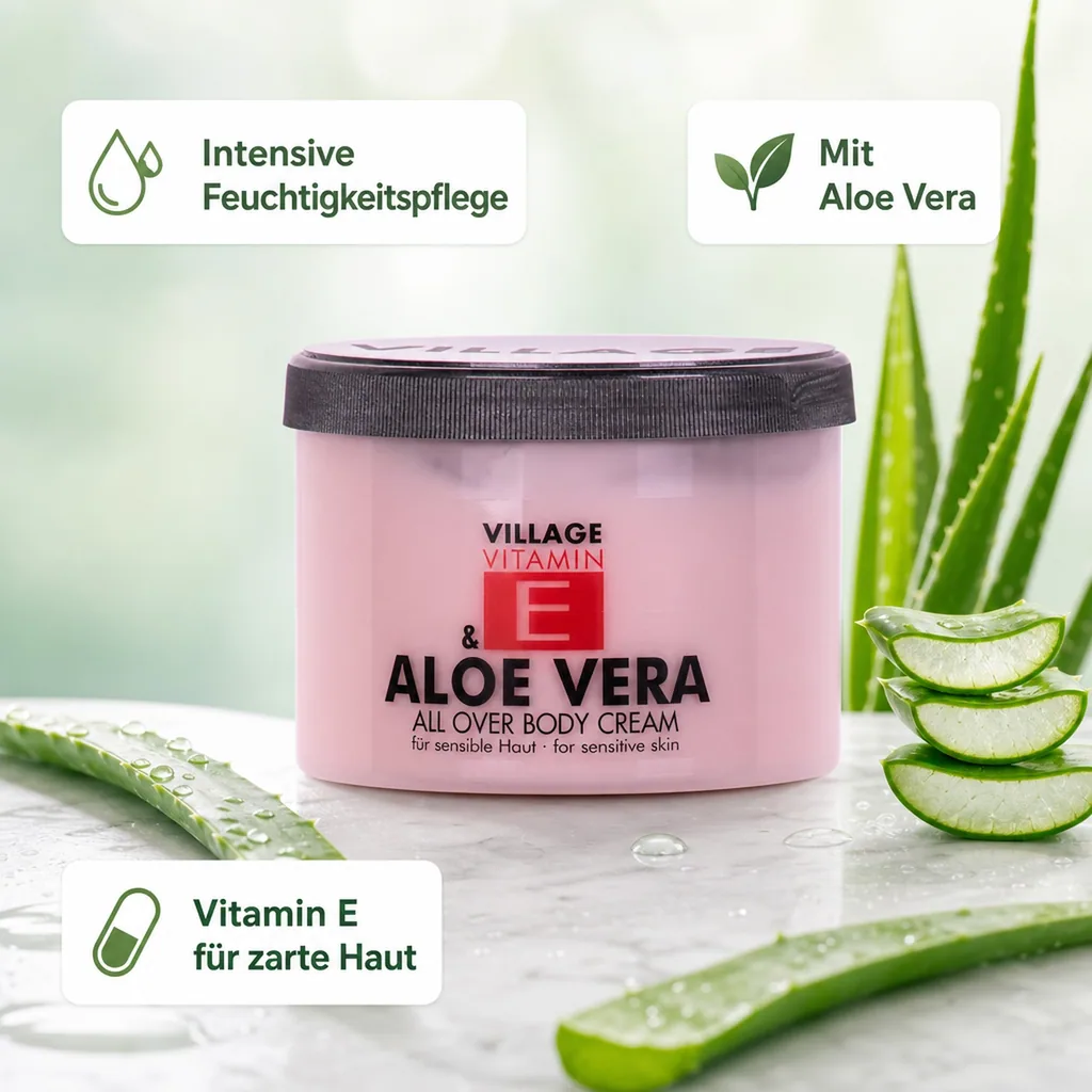 VILLAGE Vitamin E Bodycream Aloe Vera 500ml Körperlotion