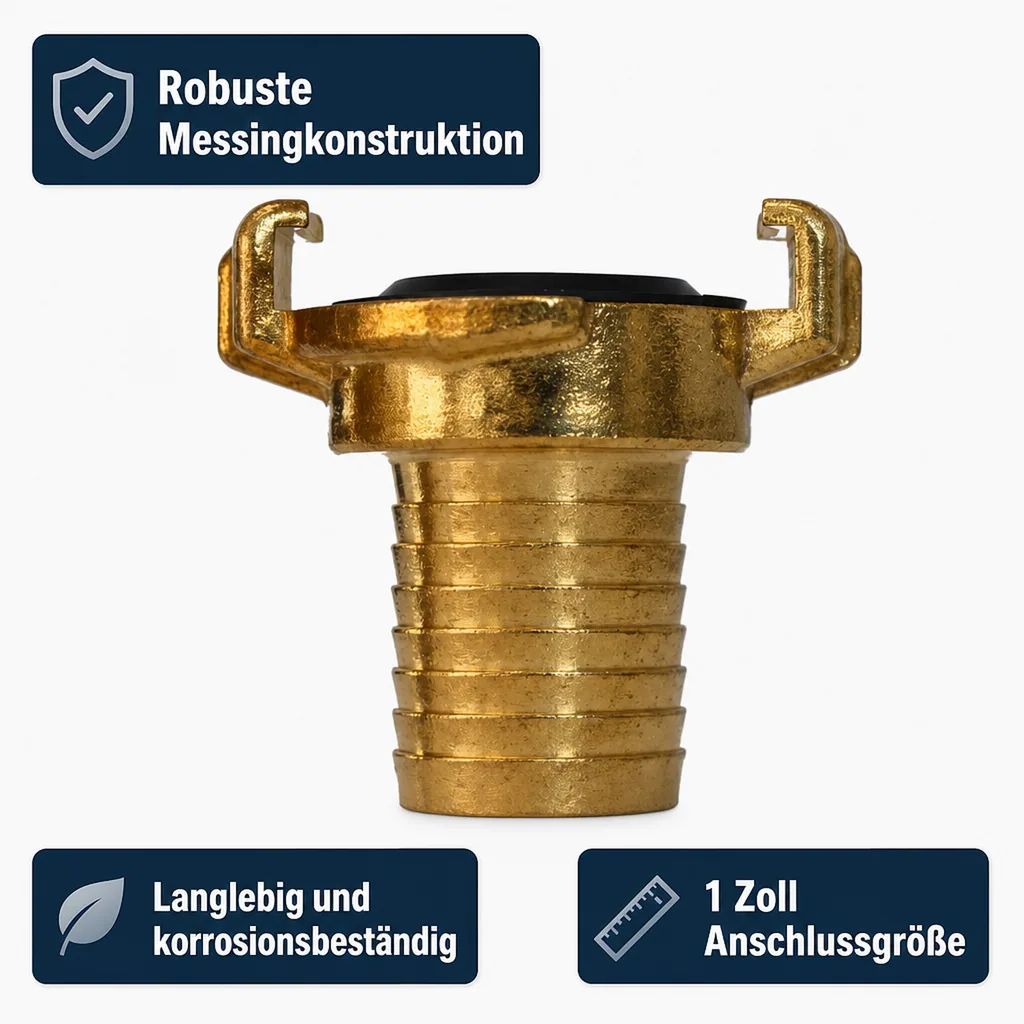 Schlauchanschluss 1 Zoll, Messing Schlauchtülle, Schlauchverbinder