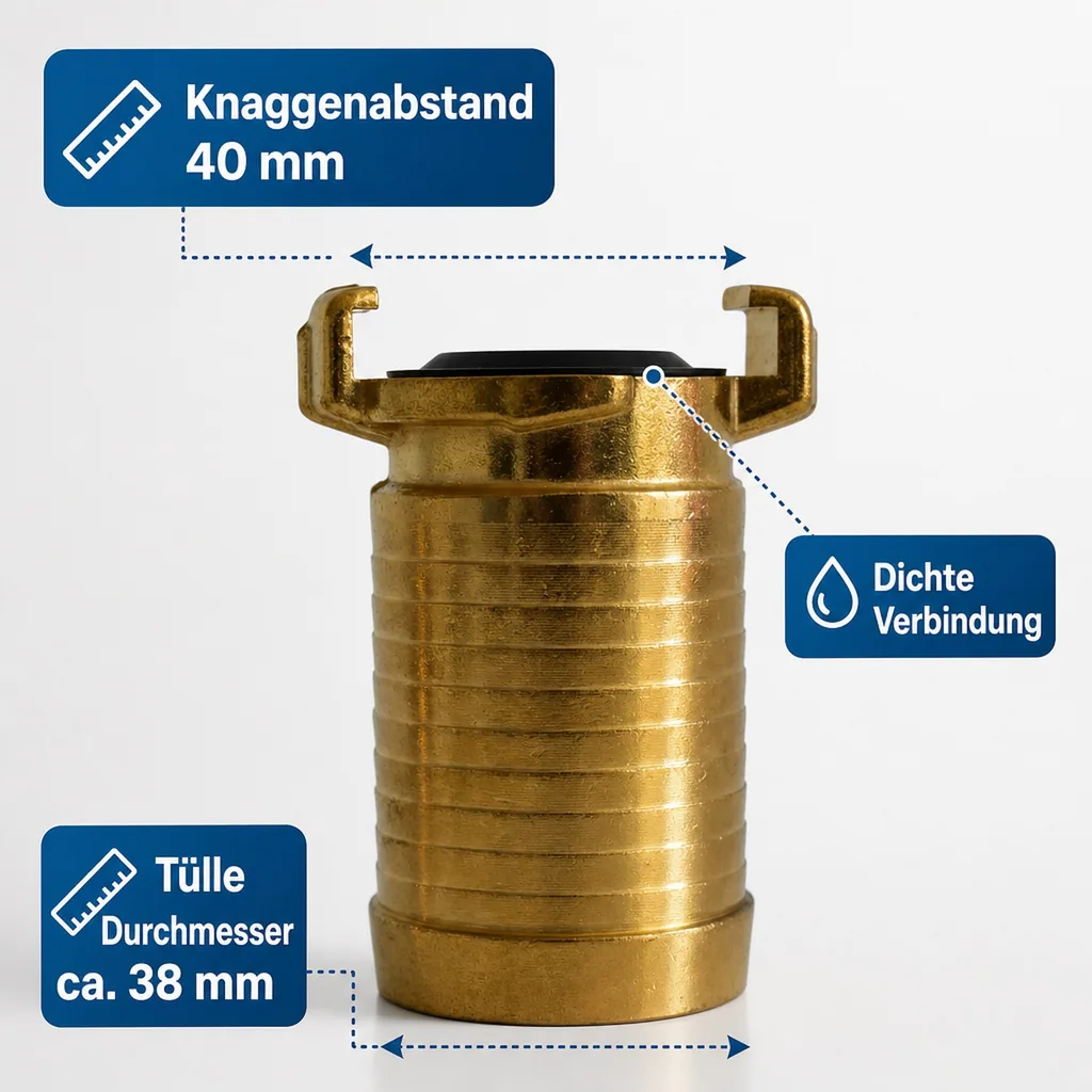 Schlauchanschluss Messing, 1 1/2 Zoll Schlauchtülle Messing, Schnellkupplung