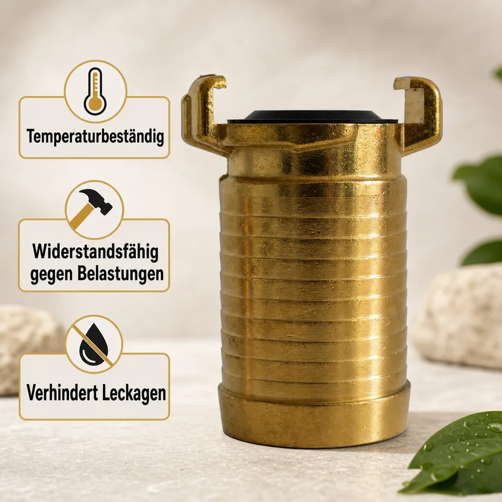 Schlauchanschluss Messing, 1 1/2 Zoll Schlauchtülle Messing, Schnellkupplung