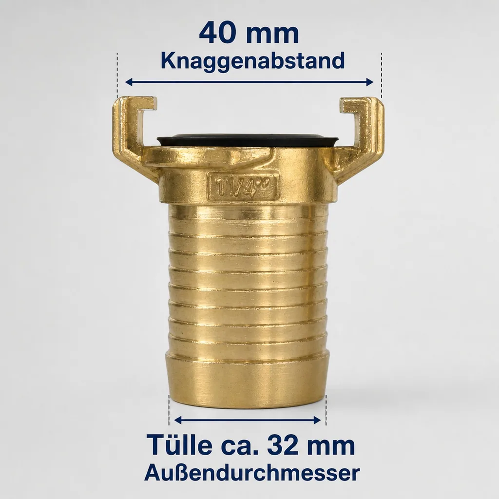 Messing Schlauchstück/Tülle 1-1/4"